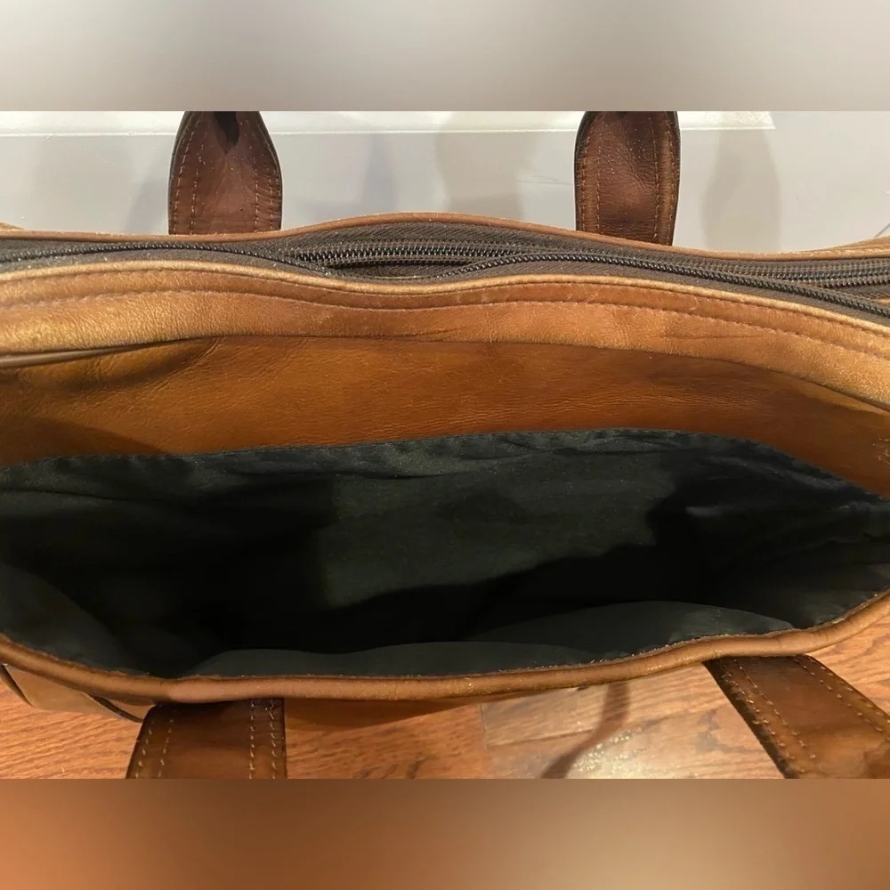 Leather Briefcase Avenues America Attaché Messenger Brown Vintage Distressed